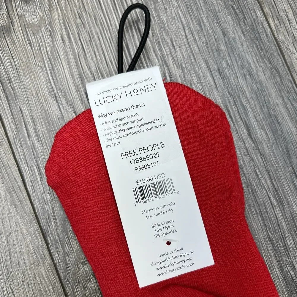 2 Pack Free People Movement Red Ruffle Sport Socks Winterberry $18